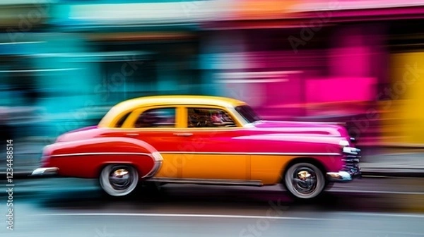 Fototapeta Wheels in Motion A Colorful World of Vehicles vibrant illustration of cars bikes and transportation modern design concept