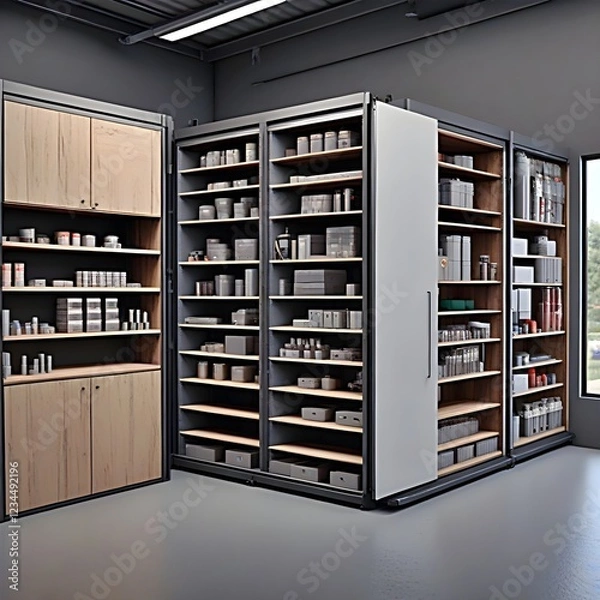 Fototapeta Storage unit with automated lifting system