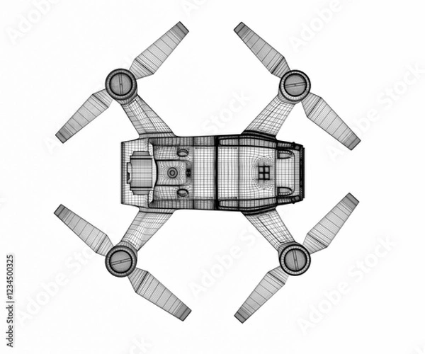 Fototapeta drone 3d model Isolated on white background