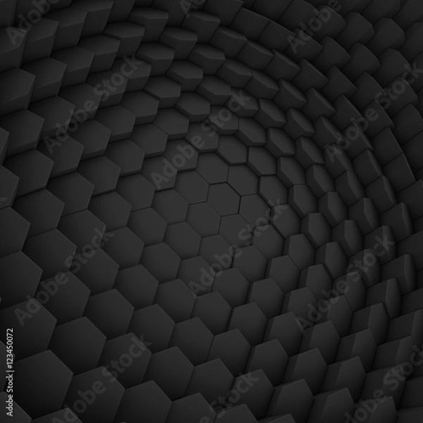 Obraz Black abstract hexagons backdrop. 3d rendering geometric polygons
