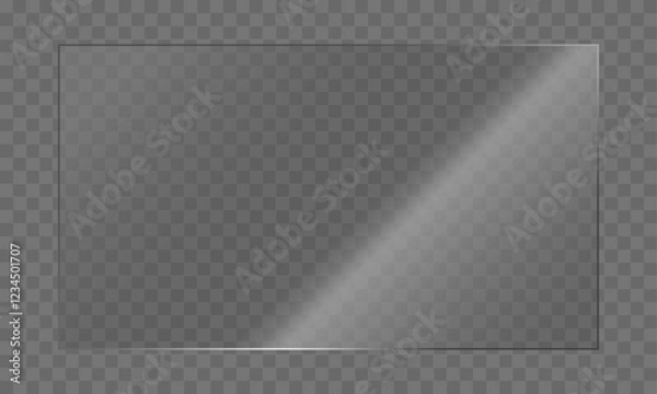 Obraz Glossy, reflective 16:9 vector background for glass, plastic, or acrylic window designs.  The texture replicates a mirror's surface with shine, light reflections, and a clear, undistorted view.