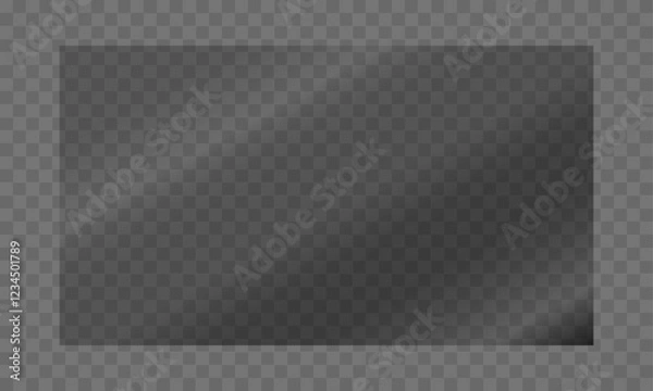 Obraz Vector mirror reflection graphic for a 16:9 rectangular window (glass, plastic, or acrylic).  Features a high-gloss finish with realistic shine, light interplay, and clarity.