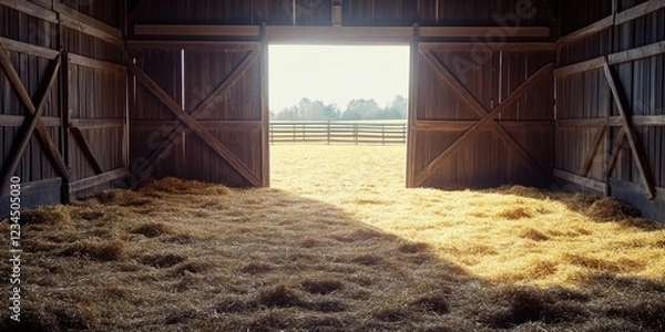 Obraz Open Barn Door with Hay