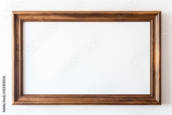Fototapeta Walnut wood frame vintage backgrounds white background architecture.
