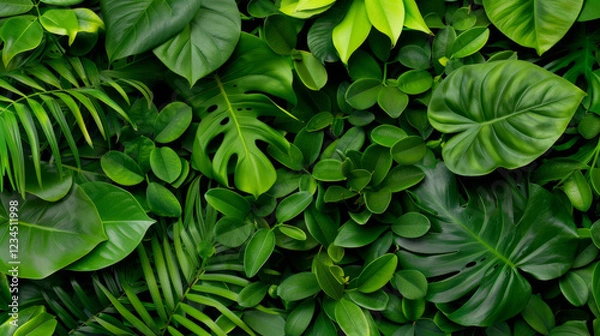 Fototapeta Botanical backdrop with green leaves emphasizing their role in environmental conservation and climate action, perfect for natural, eco-friendly, and sustainable design projects or backgrounds.