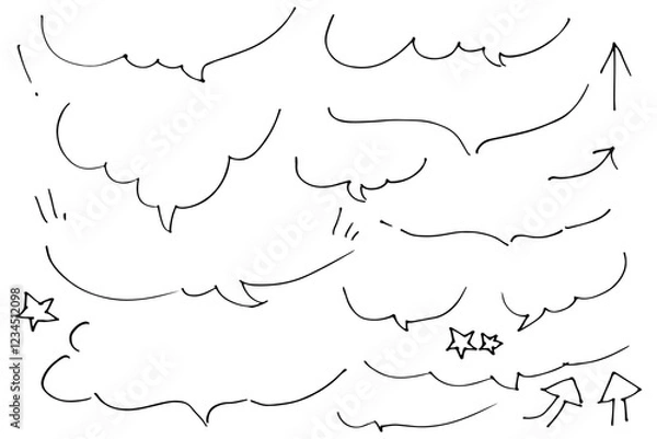 Fototapeta シンプルな手描きのふきだしセット　ベクター
