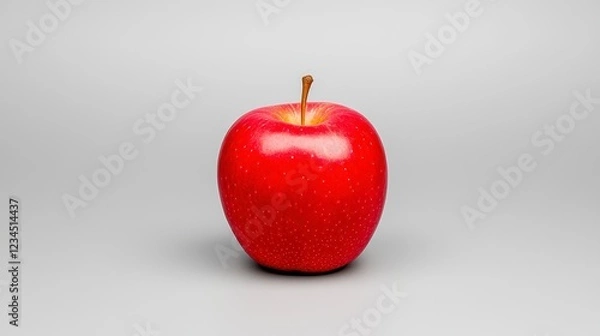 Fototapeta Close Up Of A Single Ripe Red Apple On Gray Background