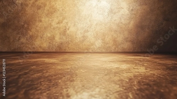 Fototapeta Golden Room, Empty Interior,  Studio Background,  Concrete Floor, Product Display