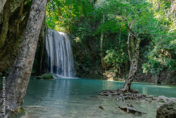 Fototapeta Seven-level Erawan Waterfall in Pattaya