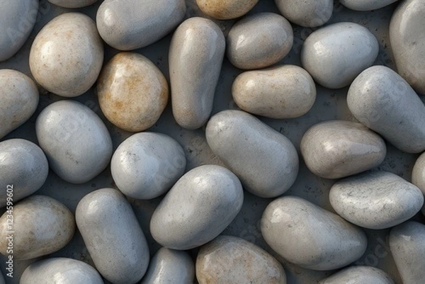 Fototapeta Polished Smooth Pebbles In Shades Of Gray and Brown with Natural Rounded Textures