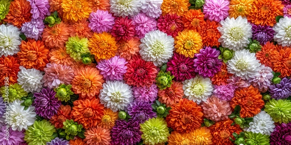 Fototapeta Flowers background with rcolorful chrysanthemum flowers 