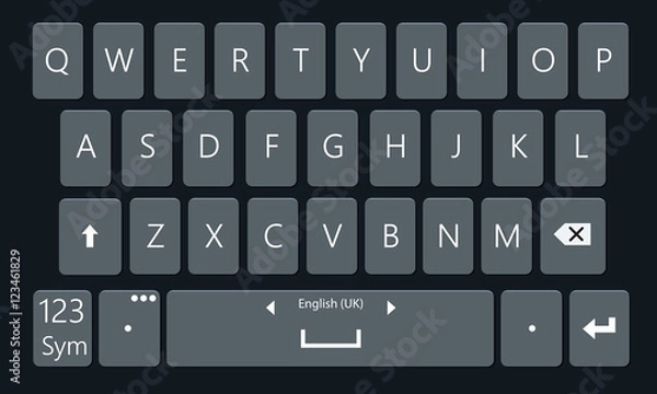 Fototapeta Smartphone keyboard, mobile phone keypad vector mockup.