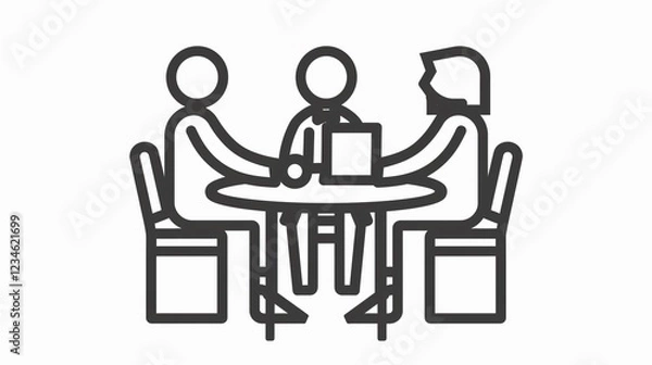 Fototapeta Round Table Coworking Line Style Icon Presenting Cooperation and Teamwork in the Office