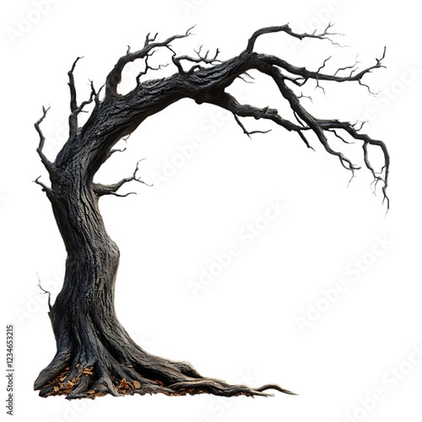 Fototapeta PNG Twisted Trees Against Transparent Background for Nature, Landscape, or Fantasy Design Projects