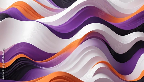 Fototapeta Líneas onduladas abstractas en tonos morados, naranjas y negros que crean un patrón dinámico y fluido
