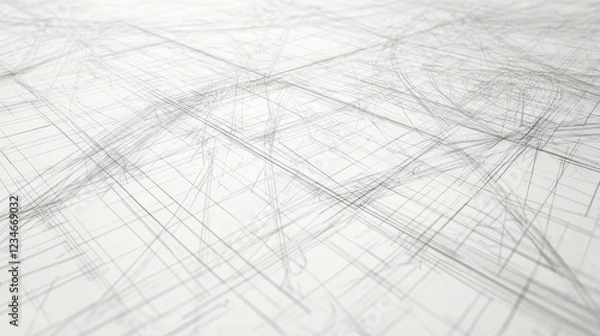 Fototapeta Abstract grayscale lines forming a complex geometric pattern.