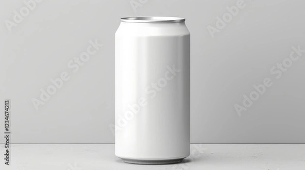 Fototapeta Mockup of a 330ml Blank Soda Can Made of White Aluminum on a Simple Background for Creative Design Purposes and Branding Projects