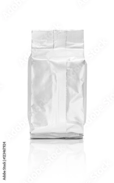 Fototapeta blank packaging foil pouch isolated on white background