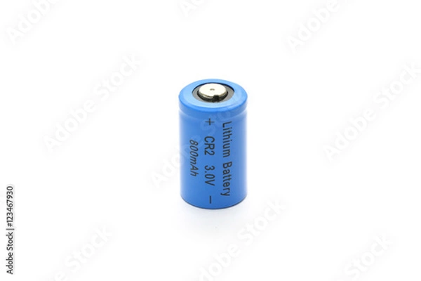Fototapeta CR2 Lithium Battery Isolated on White Background
