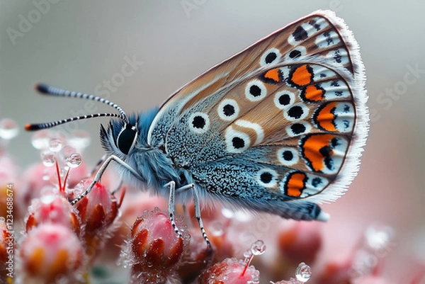 Fototapeta butterfly moth sits on flowers macro photography