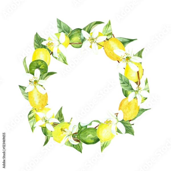 Fototapeta akwarela wieniec cytrynowy