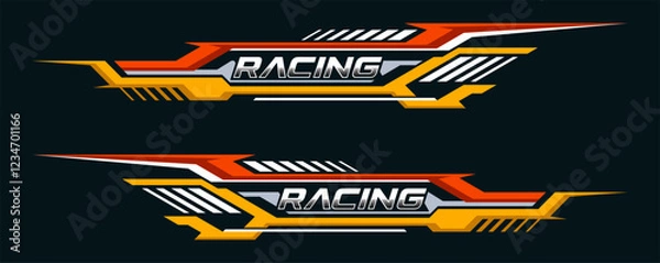 Fototapeta Car side body graphic sticker design with exclusive colors. sports stripes design for racing sticker for tuning.