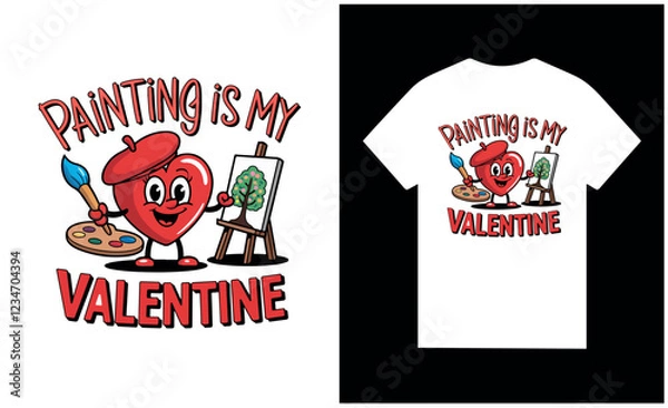 Fototapeta "Happy Valentine's Day" t shirt design template, text is " PAINTING IS MY VALENTINES" , t shirt design