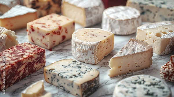 Obraz Types of Cheese on Transparent Background