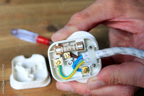 Obraz UK 13 amp plug with back taken off to change the fuse