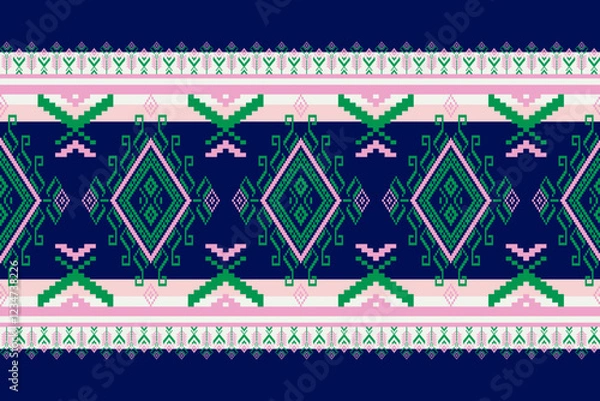 Fototapeta Pixel flowers are a traditional Ukrainian pattern.
Cross-stitch patterns, Knitted sweater design. traditional Slavic ornaments
Illustrations for textile printing design