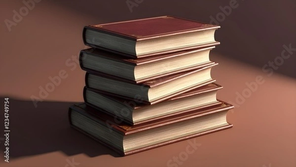 Fototapeta Stack of Leather-Bound Books Old Books Collection