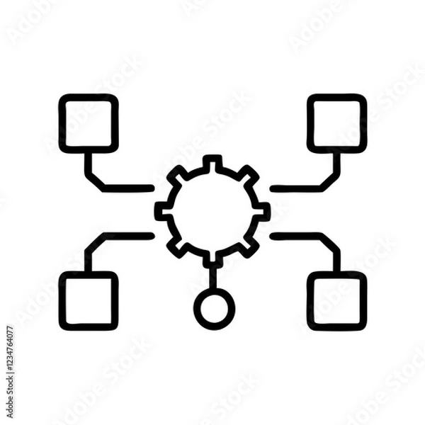 Fototapeta Digital workflow icon with structured design and connectivity concept for process optimization and management
