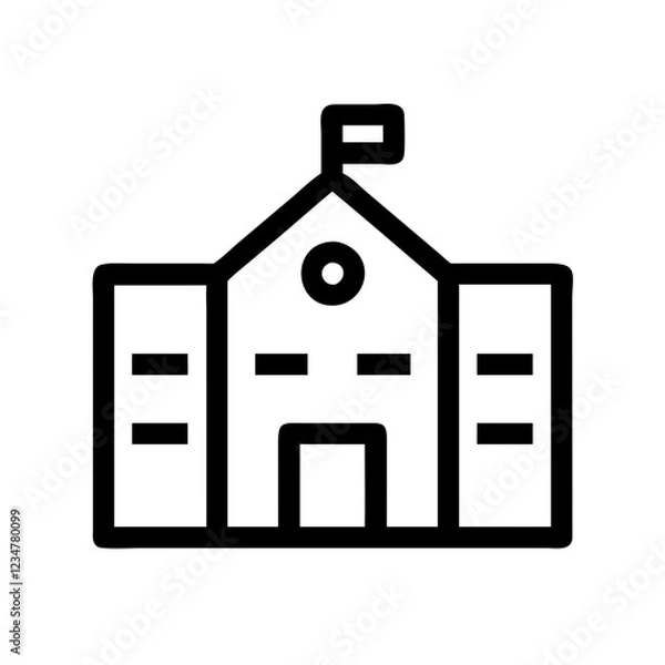 Fototapeta Minimalist School Building Vector Icon for Education and Learning Representation
