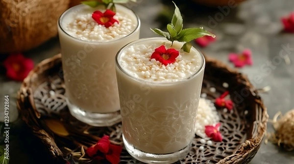 Obraz snack made from hunkwe flour sago pearl and coconut milk