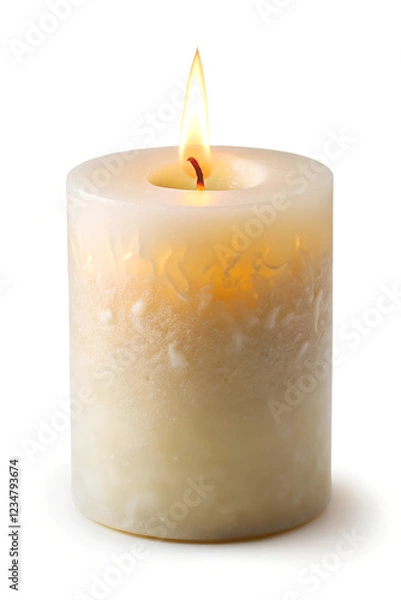 Fototapeta burning candle on a white background
