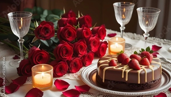 Obraz wedding cake and champagne