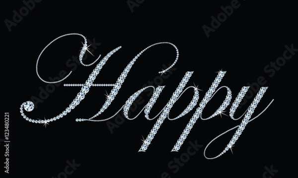 Fototapeta Happy text from diamonds, eps10 vector