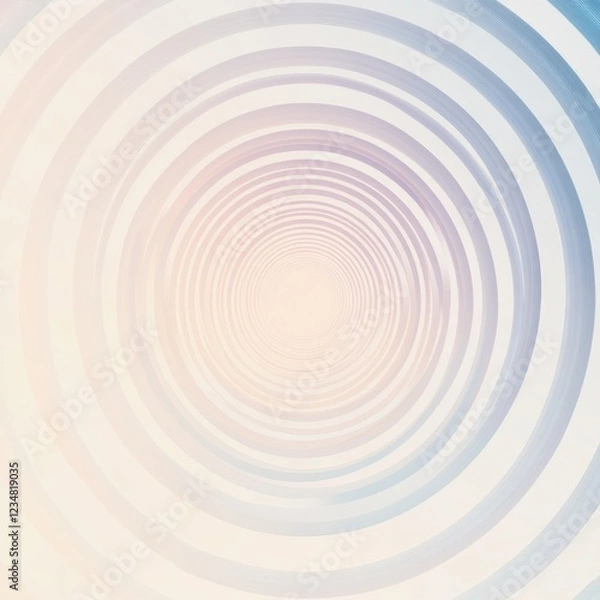 Fototapeta Circular patterns create an effect of depth and movement in a soft blue and white gradient design. Generative AI
