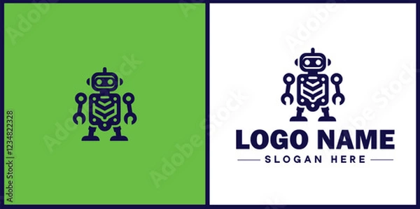 Fototapeta Robotics Company icon Robot manufacturer Automation firm Robotics enterprise flat logo sign symbol editable vector