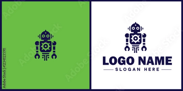 Fototapeta Robotics Company icon Robot manufacturer Automation firm Robotics enterprise flat logo sign symbol editable vector