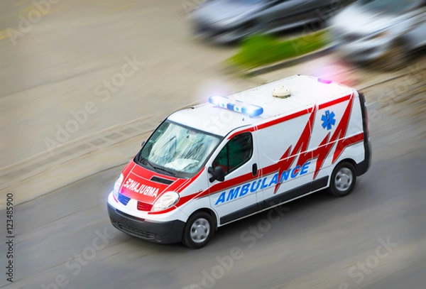 Obraz Ambulance van with flashing lights