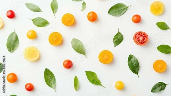 Fototapeta Plant-based meal plans concept, plant-based meal with citrus fruits, vibrant plant-based meal with fresh oranges, healthy plant-based meal concept with vitamin-rich citrus