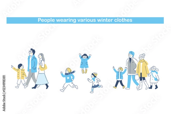 Fototapeta さまざまな冬服の人々　セット