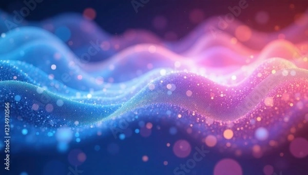 Fototapeta blue pink wave light effect symbolizes developing technology