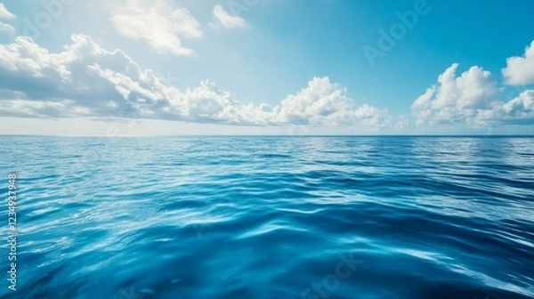 Fototapeta Refreshing Blue Ocean View with Call to Action for Drinkable Water