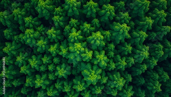 Fototapeta Green Forest Canopy, Aerial View, Nature Background, Trees