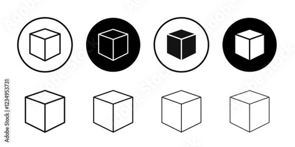 Fototapeta Cube icon Black line art vector logo set