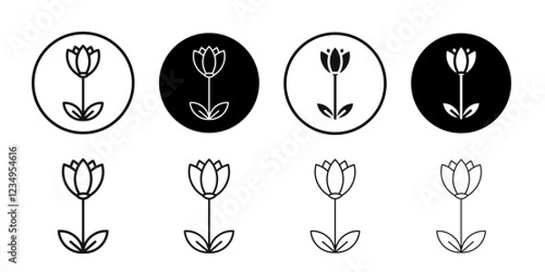 Fototapeta Flower tulip icon Black line art vector logo set