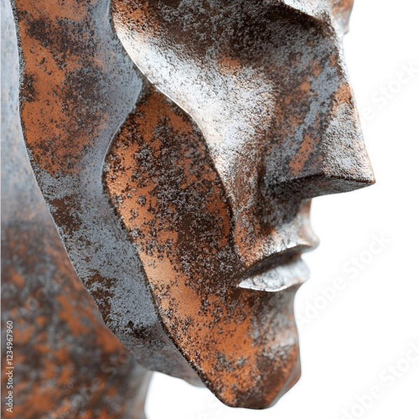 Obraz Statue of a Woman's Head with White and Brown Background