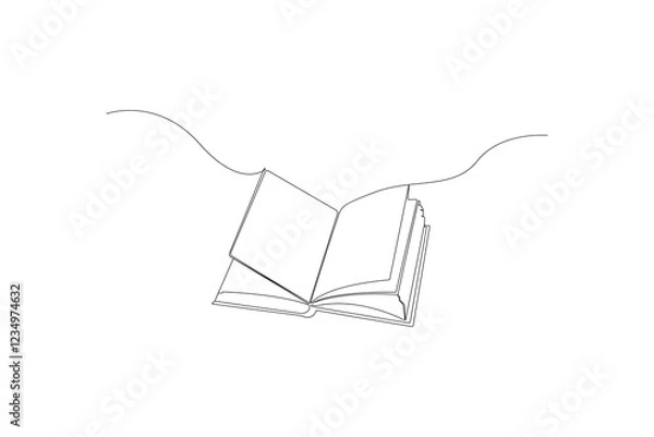 Fototapeta Book continuous line drawing